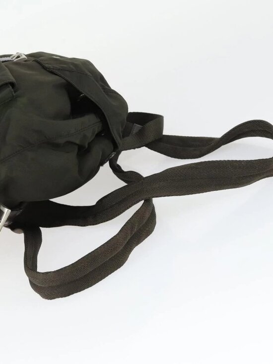 PRADA Backpack Nylon Khaki Silver Auth 168379 main image 13